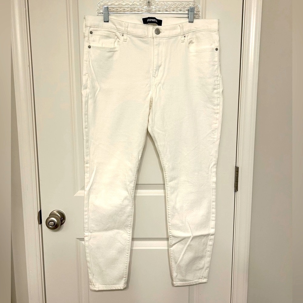 Express Skinny Mid-Rise White Jeans